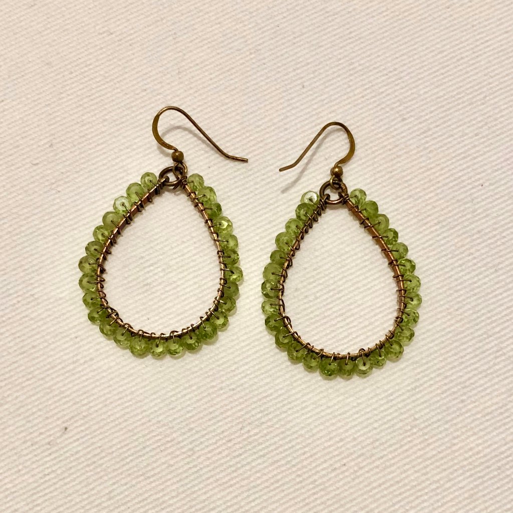 Green Gemstone Drop Earrings